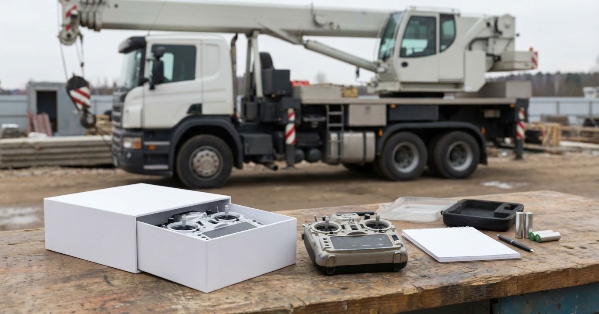 タダノ系ユニック車のリモコンを新品と中古で比較検討している現場イメージ