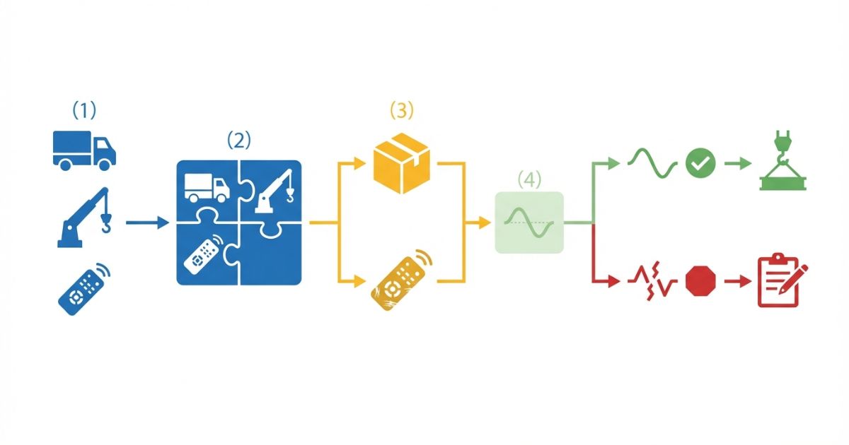 購入前に適合確認を確定してから新品中古を選ぶ判断順を示す図解
