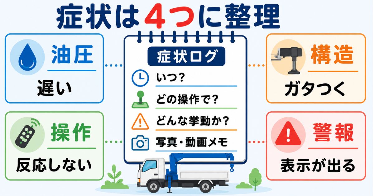 タダノユニックの不具合症状を油圧操作構造警報の4分類で整理する図解