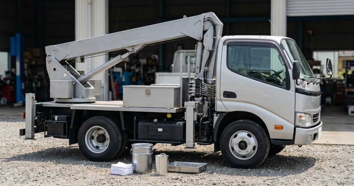 ユニック車の作動油を点検・補充・交換する整備準備のイメージ