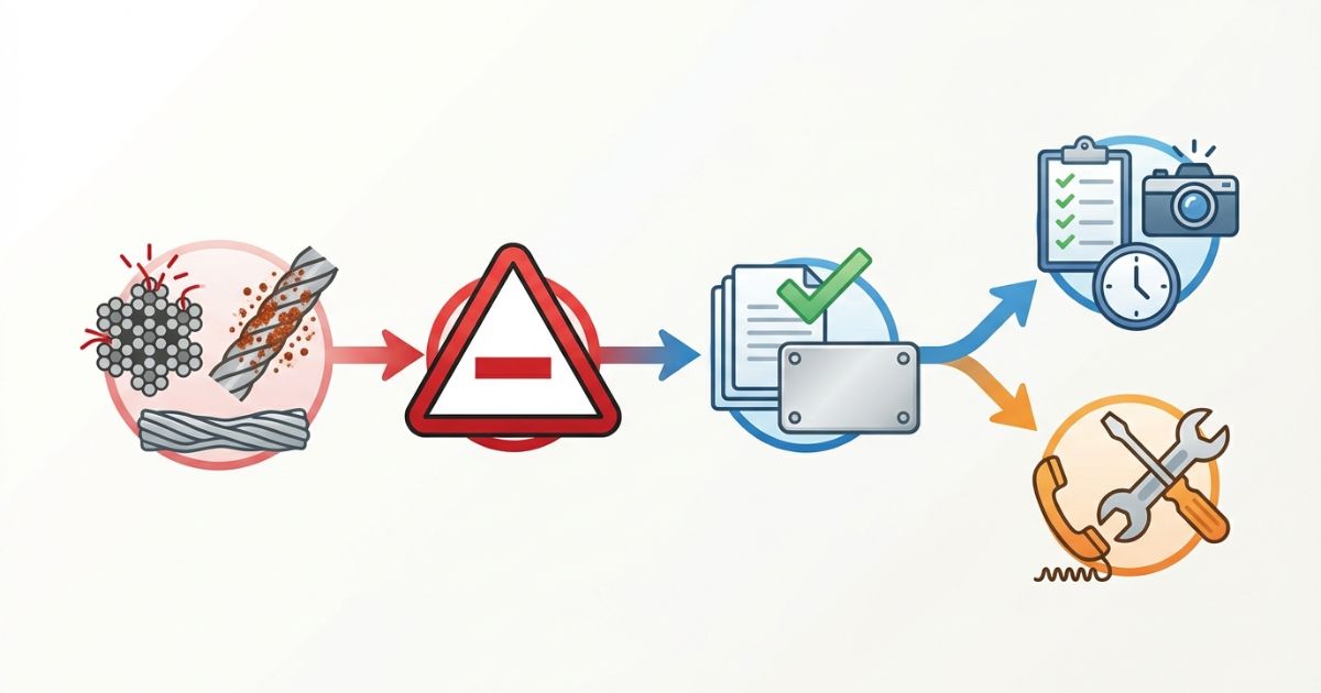 ワイヤー交換は使用可否の判断と依頼の切替を分けて整理する図解