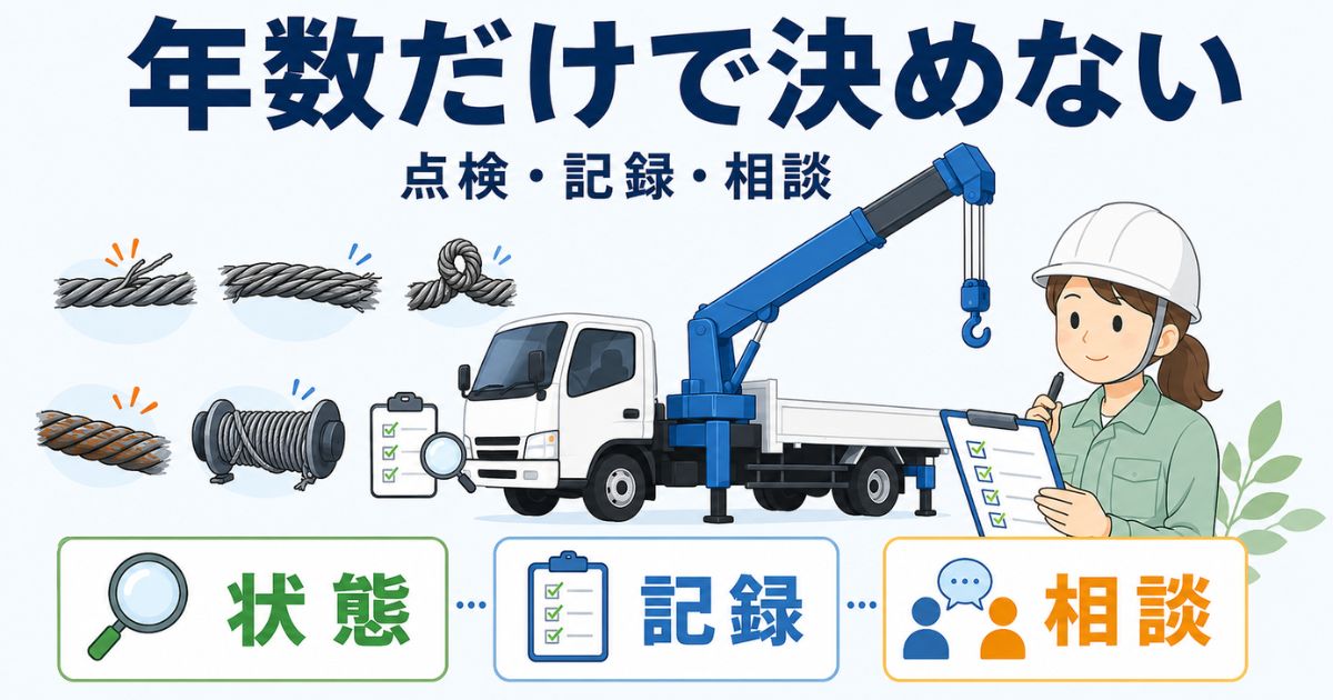 タダノユニックのワイヤー交換時期を年数だけでなく点検記録と相談で判断するアイキャッチ