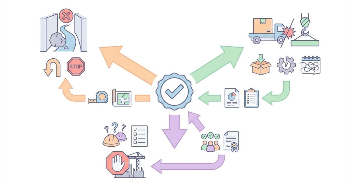  現場に入れない積めない体制不足で導入後に止まるリスクと回避を示す文字なし図解