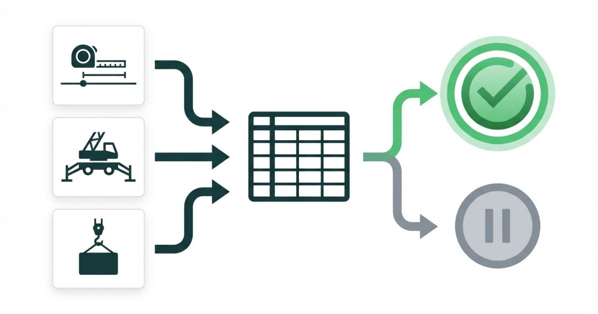  能力表を条件一致から該当点確認と安全余裕判断へつなぐ手順を示す図解