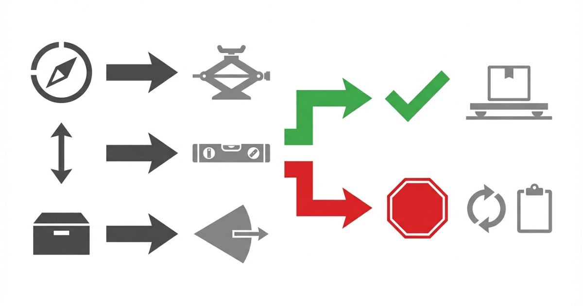 能力表は前提条件一致で成立し不一致なら判断不可という判断軸を示す文字なし図解
