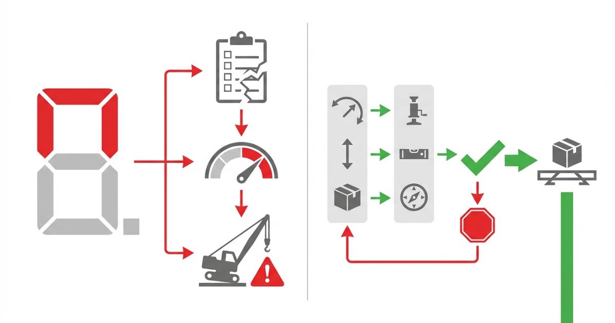 数字だけ判断の失敗と条件照合で安全側判断する分岐を示す文字なし図解