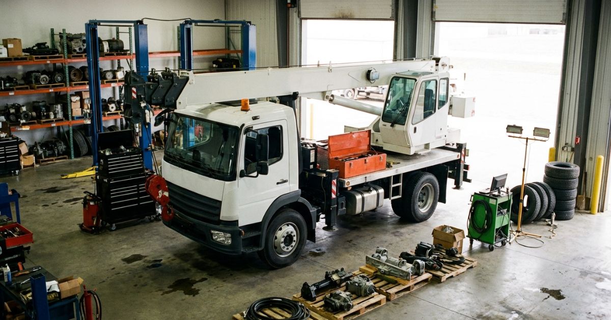 トラッククレーンの点検や更新検討を連想させる車両イメージ