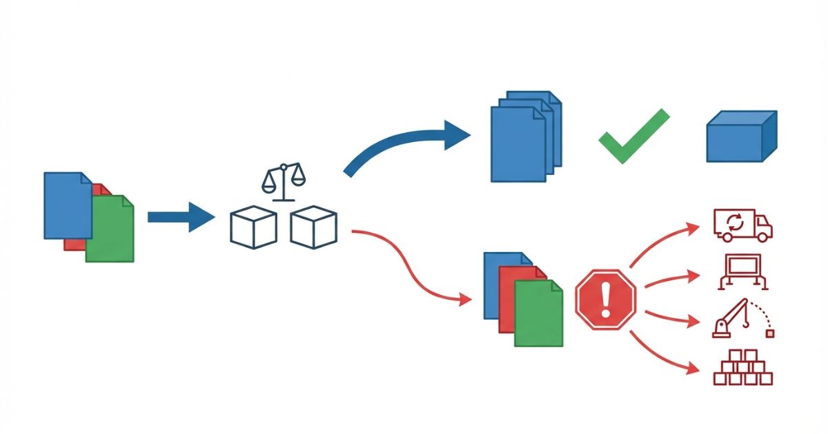  同条件で揃えない見積比較が追加費用につながる分岐の文字なし図解