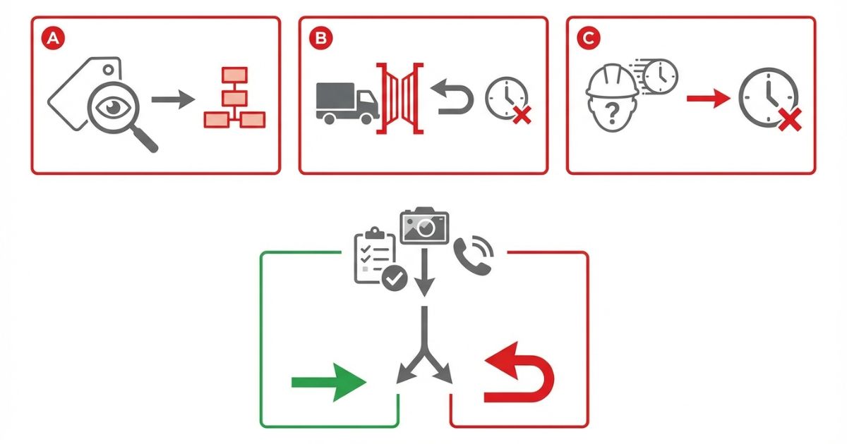 日額だけ比較や条件未確定や車格ミスマッチで追加費用や当日変更が起きることを示す文字なし図解