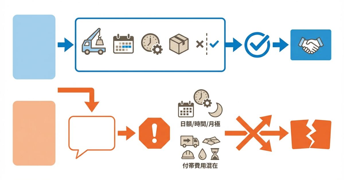 損料とレンタルを混同した比較ミスが起きる分岐の文字なし図解