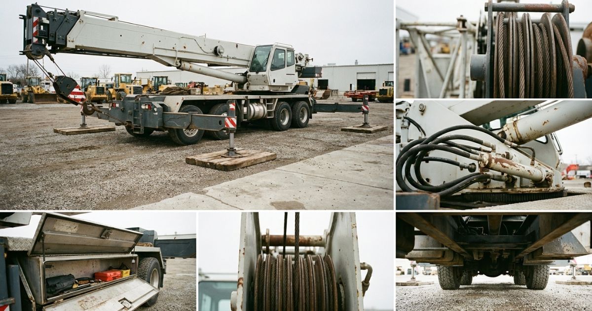 中古トラッククレーンの現車確認イメージ（点検と状態確認の雰囲気）