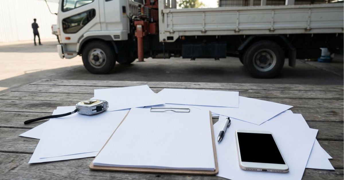 中古ユニック車の購入で情報が散らばり確認順が崩れて失敗につながるイメージ