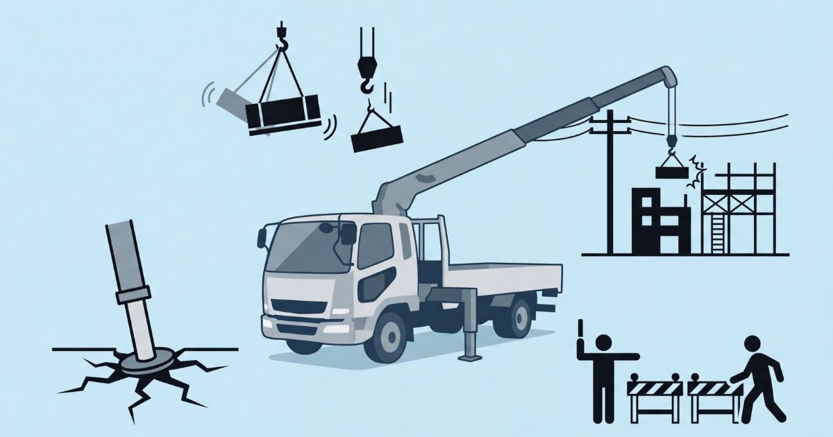 ユニック車のKYで確認する危険ポイントを整理した図