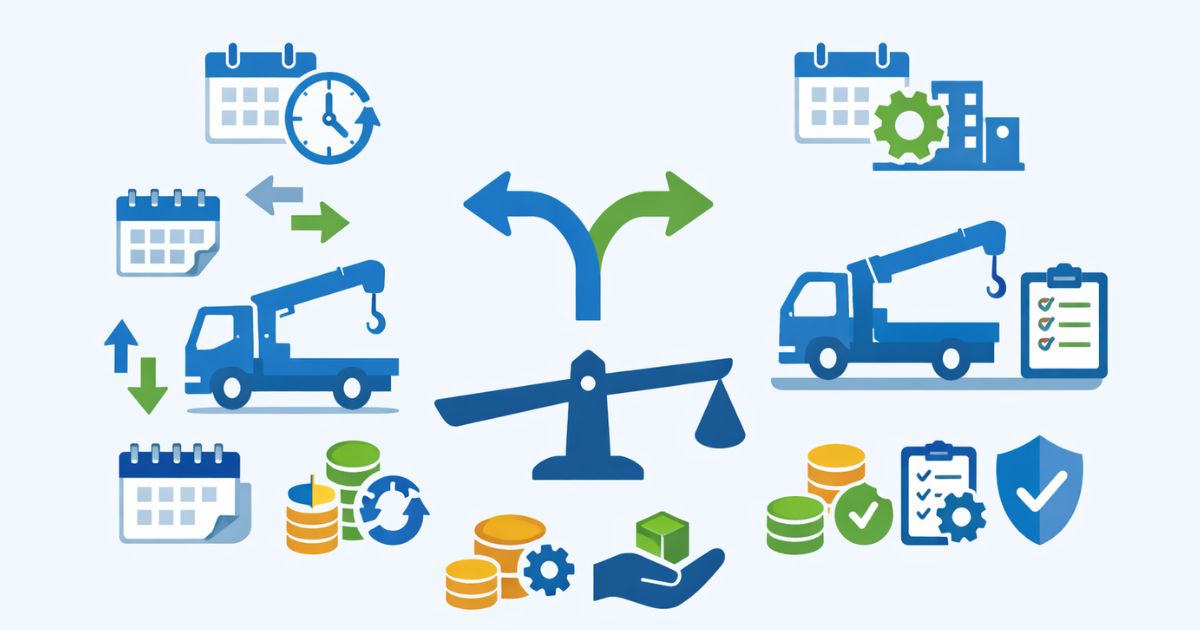 レンタルとリースの判断軸を比較した図解