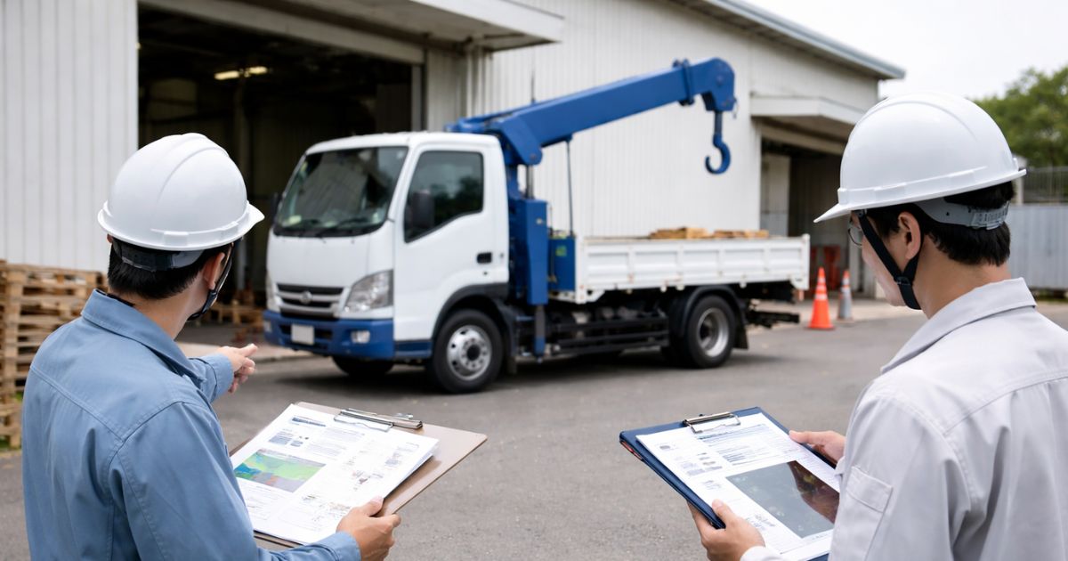 ユニック車の導入条件を現場で確認している実務イメージ