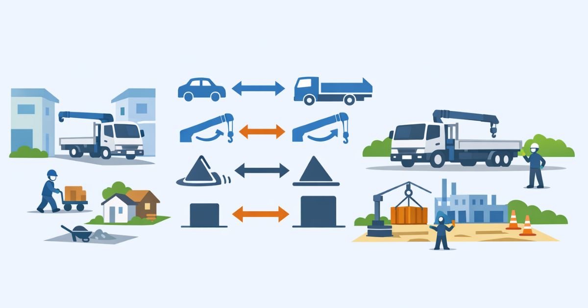 2tユニック車と4tユニック車の強みと限界を比較した図