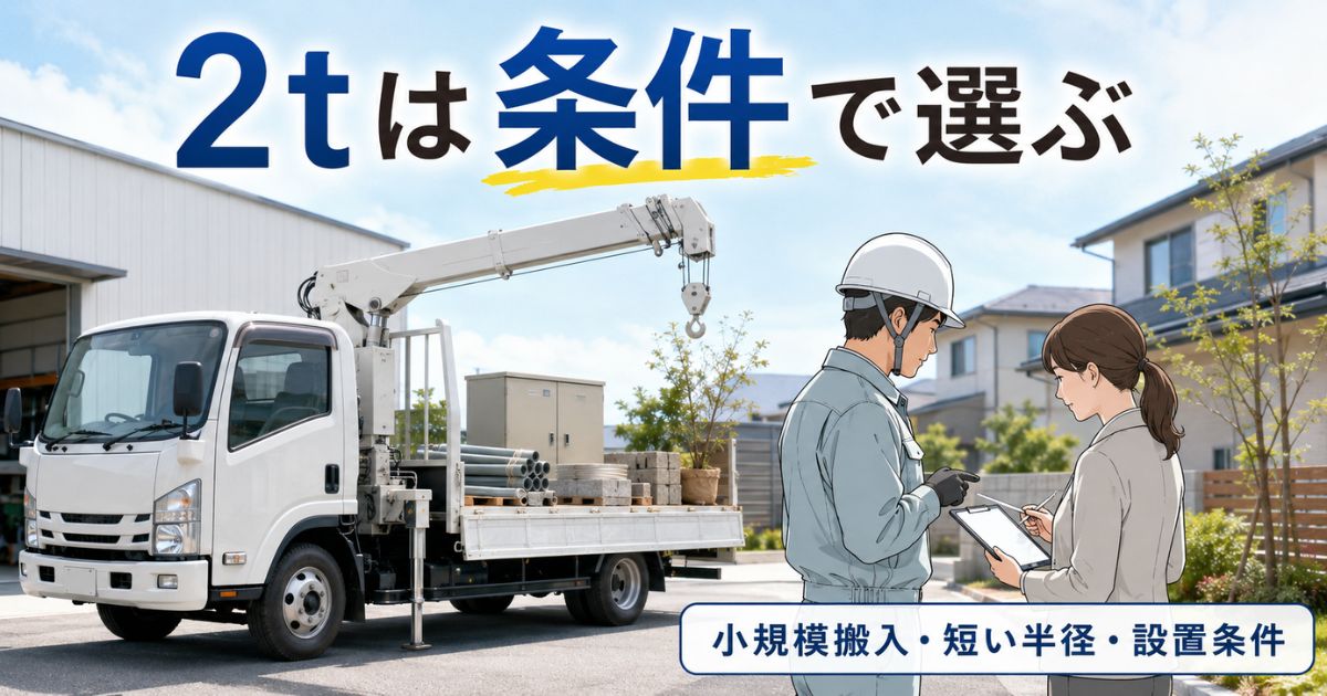 2tユニック車が向いている業種を作業半径・荷姿・設置条件で確認している場面