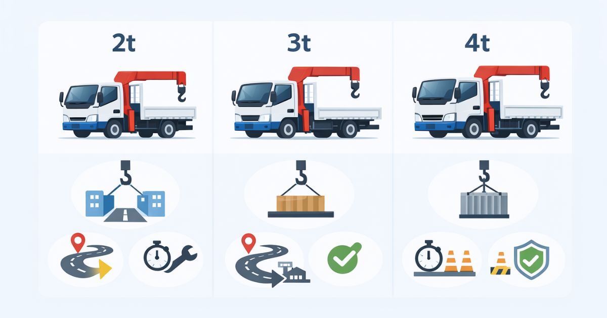 2t・3t・4tユニックの違いを比較している図解