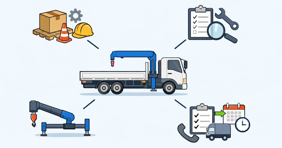 中古ユニック車を年式だけでなく用途や整備履歴、停止リスクで判断する図解