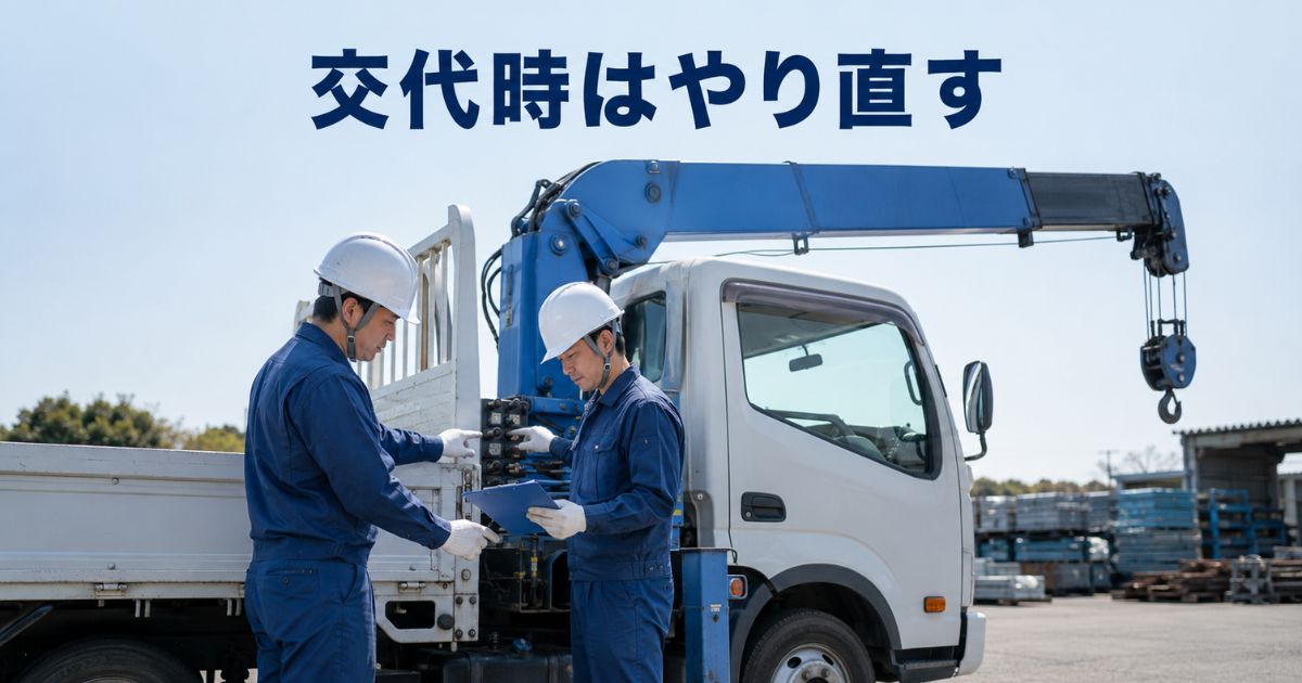 操作担当者が途中で交代した時に手順を最初から確認し直している写真