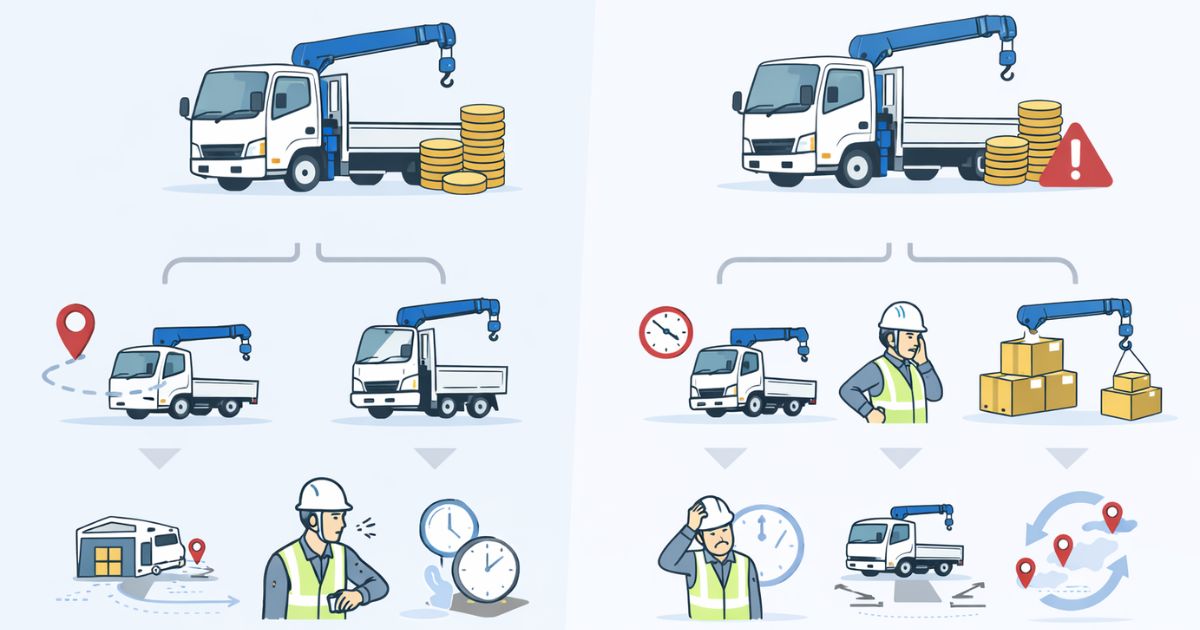 ユニック車レンタルの総額が変わる要因を整理した比較図解