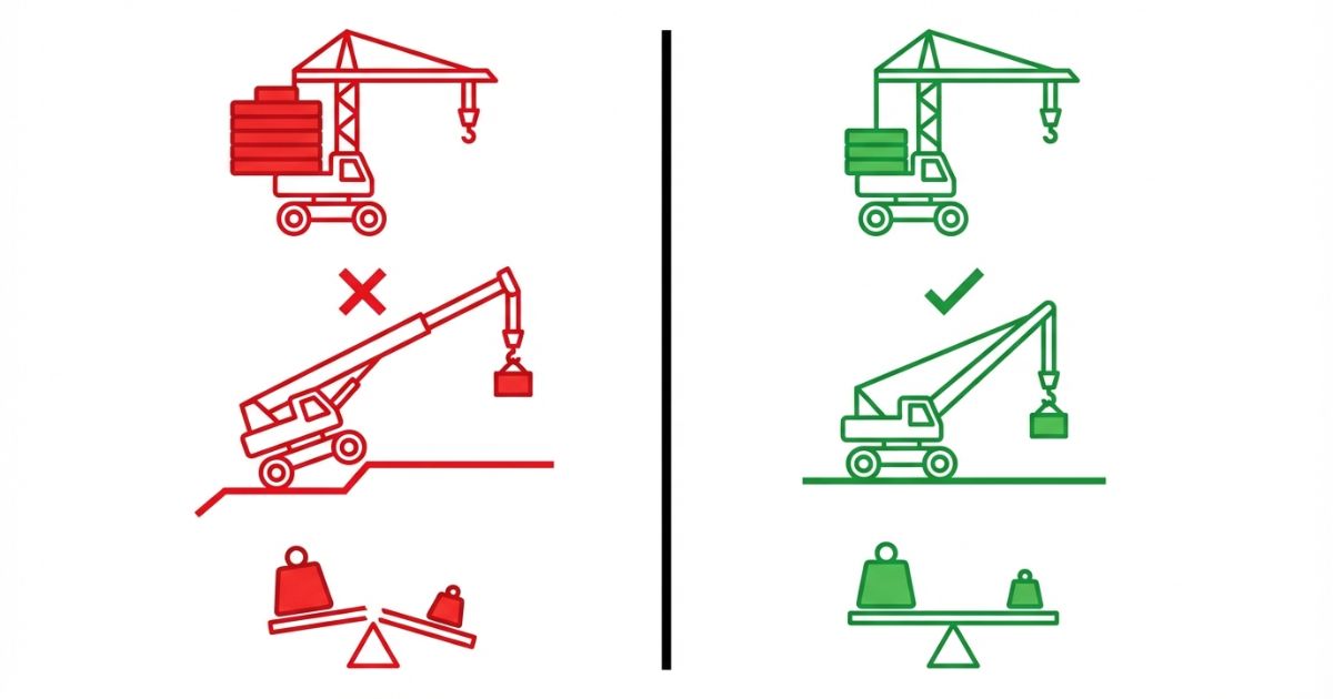 カウンターウェイト判断の失敗例と安全な構成を対比したリスク解説図