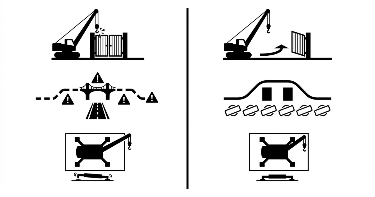 進入不可や許可遅れや設置不可など手戻りリスクと回避の流れを示す図解