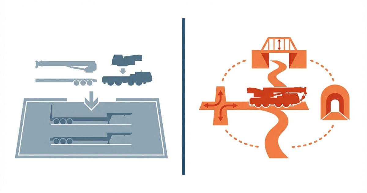 分解輸送を基本とし公道走行は条件付きで判断する考え方を示した図解