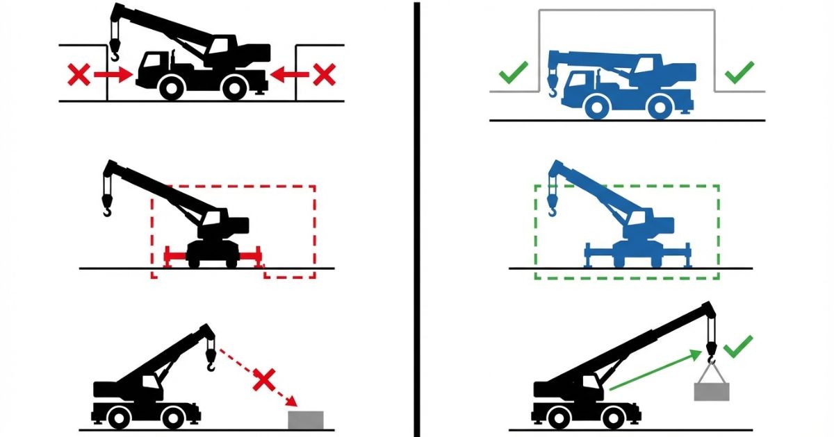 オールテレーンクレーンのクラス選定で起きやすい失敗と回避判断を示した図解