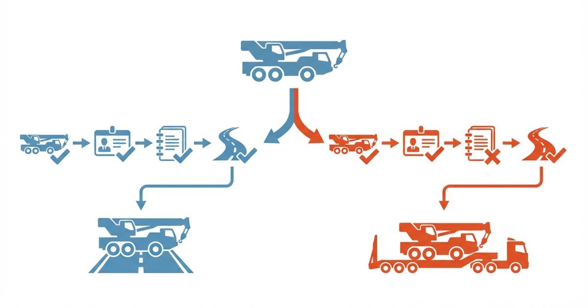条件を満たせば自走、満たさなければ輸送と判断する軸を示した図解