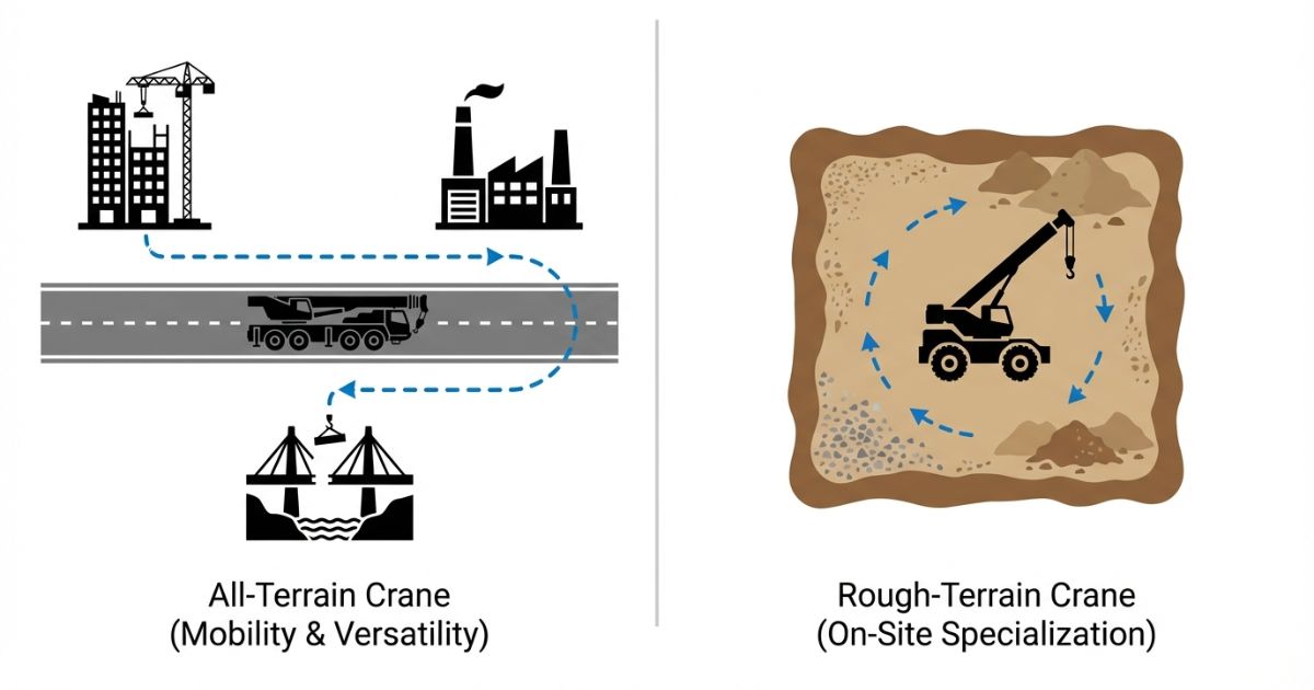 移動重視か現場内作業重視かで選び分ける判断軸を示した図解