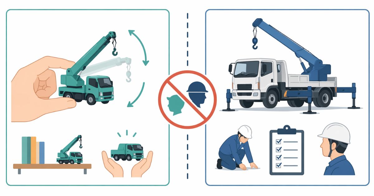 トミカの楽しみ方と実車の作業判断を混同しないための注意点図解