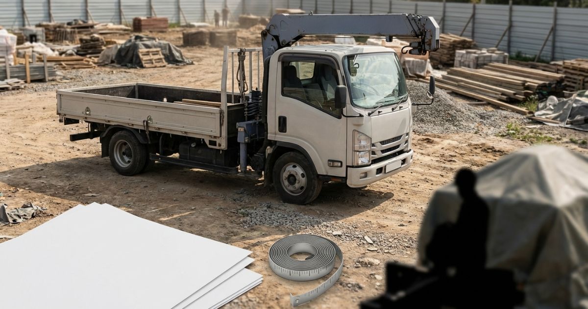 クレーン付きトラックの現場イメージと呼称の混同を連想させるアイキャッチ写真