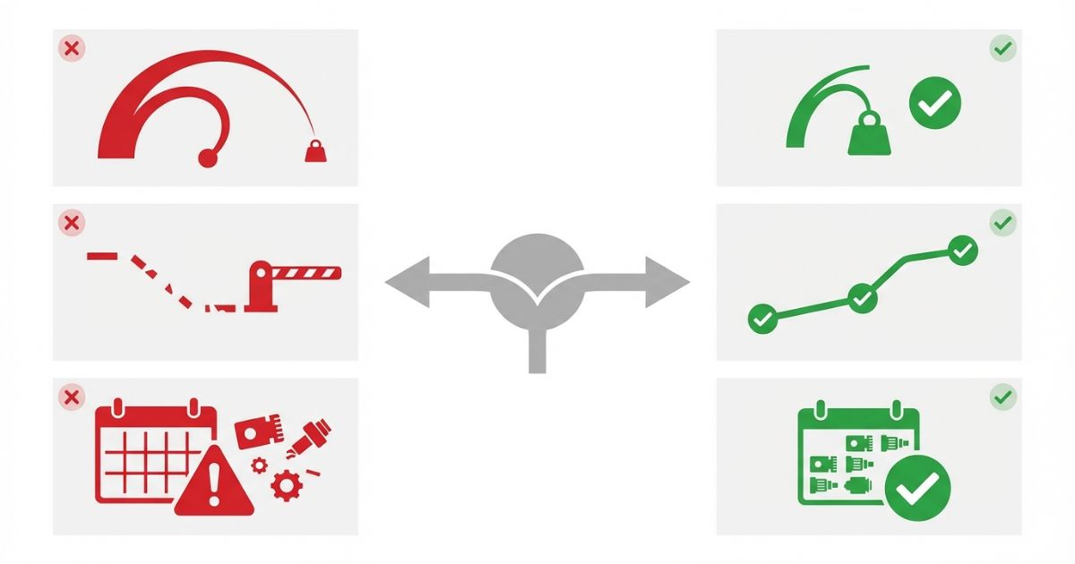 能力だけで決める失敗と半径固定・導入条件先行で回避する分岐を示す図解
