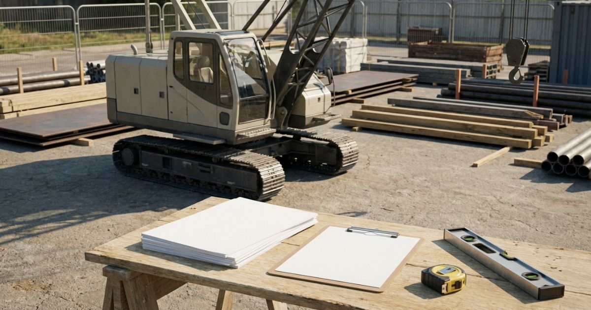 クローラークレーンの現場と条件整理のイメージが伝わる写真風ビジュアル