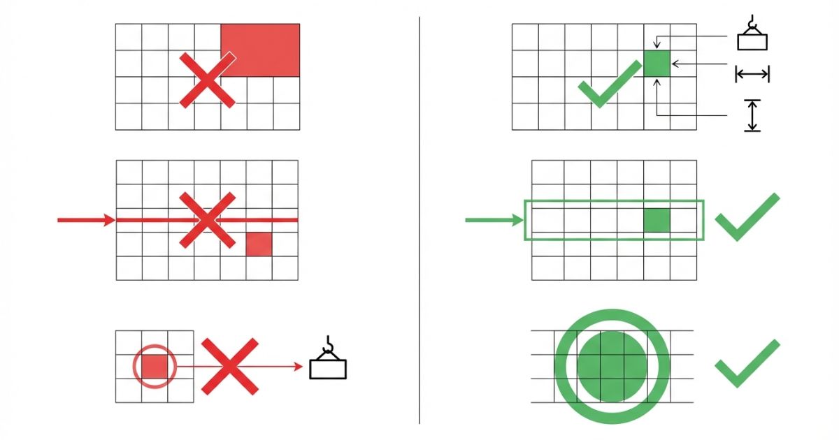最大値の過信や参照ズレや余裕不足など性能表の読み違いリスクと回避策を示す図解