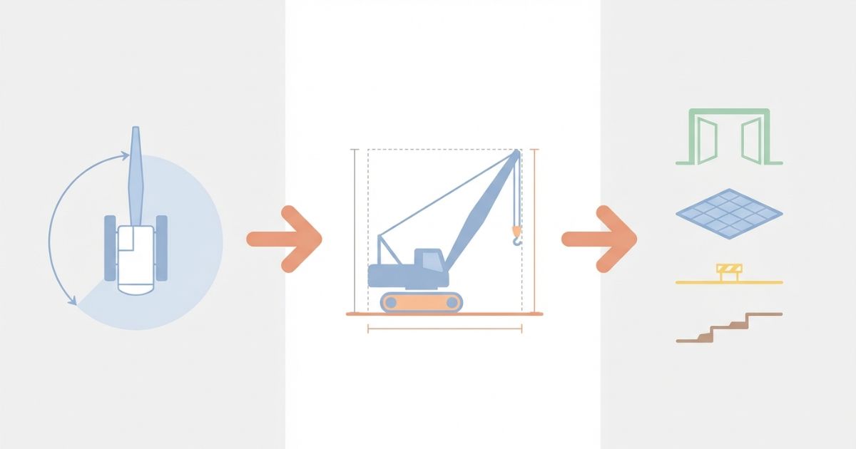 平面図と寸法図で置けるか通せるかを判断する流れを示す図解