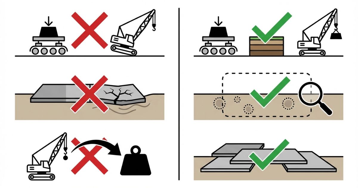 低い接地圧の誤解や不均一地盤の落とし穴と追加確認への分岐を示す図解
