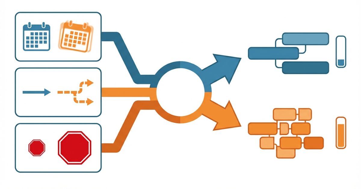 中長期はリース短期不確定はレンタルという結論を期間確実性と契約リスクで示す図解