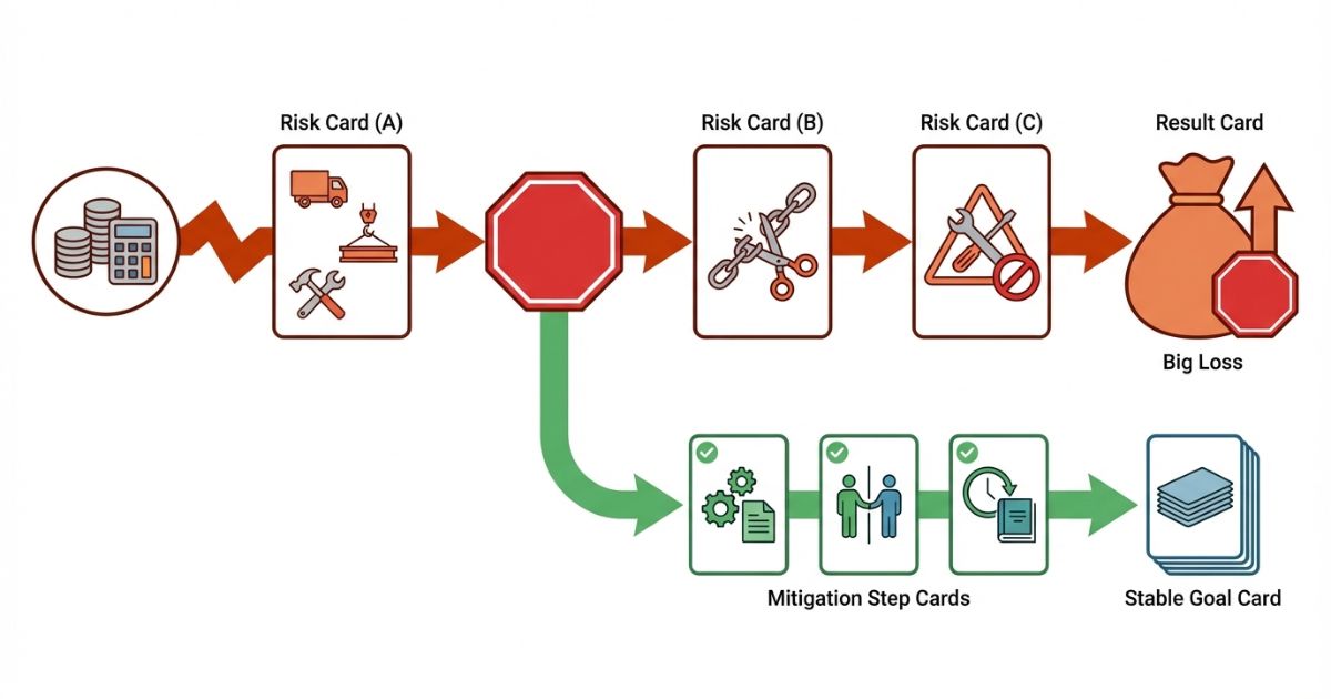 付帯費用や解約条件や保守責任の見落としが損失と停止に連鎖するリスクと回避分岐の図解