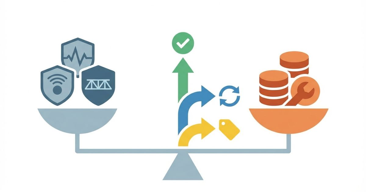 安全性と修理コストで更新判断を行う考え方を示す図解