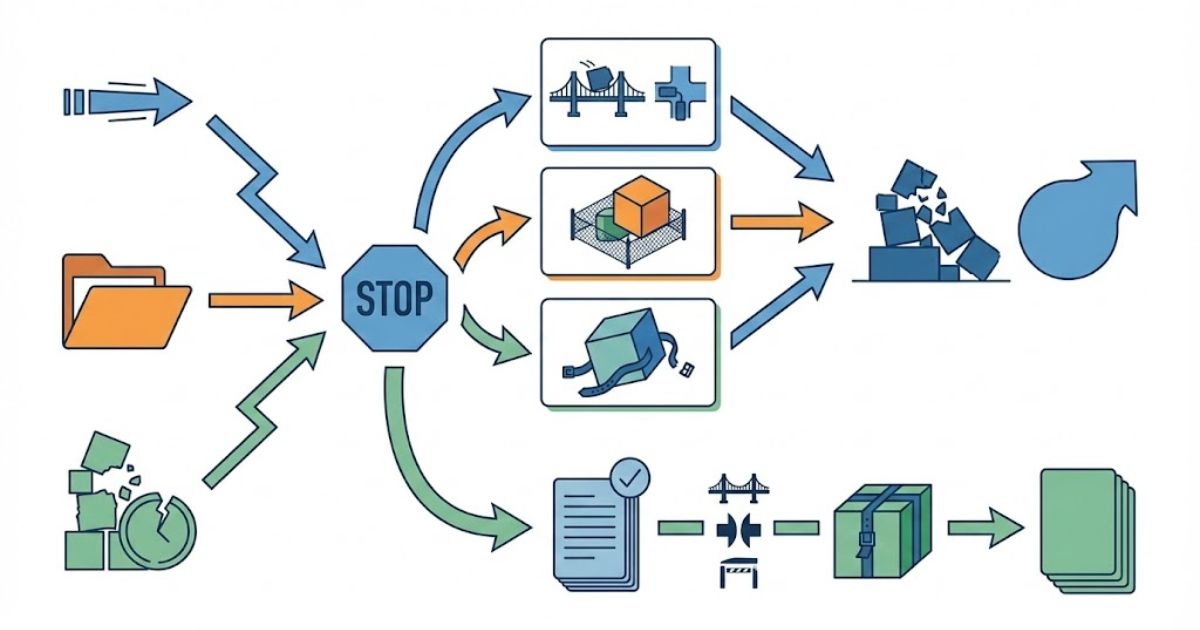 短距離誤解や許可丸投げで起きる失敗と回避手順の分岐を示す図解