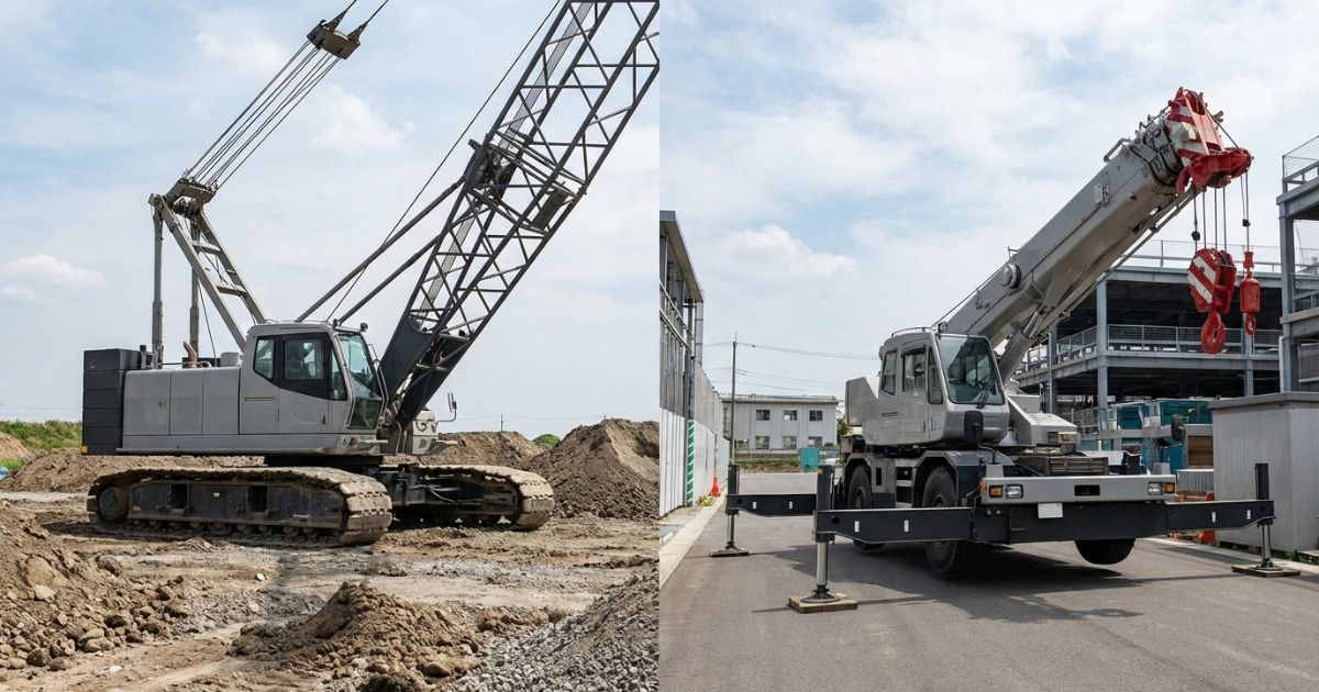 オールテレーンクレーンが現場で待機している価格検討イメージ