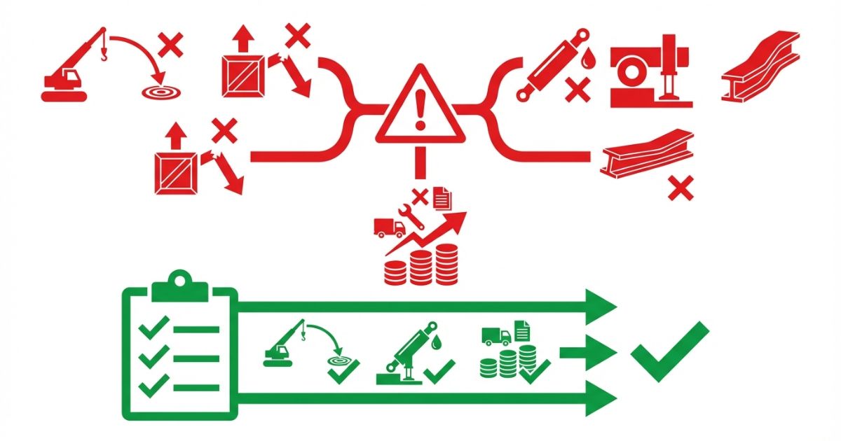 仕様誤認と状態見落としと総額不足の中古購入失敗パターンを示す文字なし図解