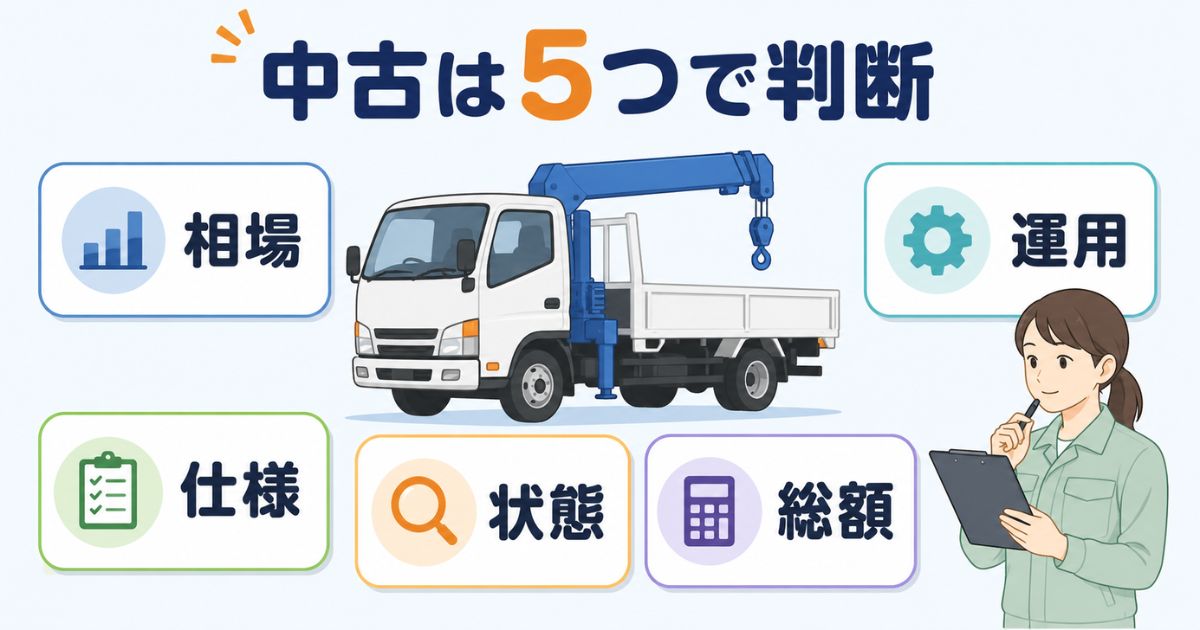日野デュトロの中古クレーン付きトラックを相場と仕様と状態と総額と運用条件で判断するアイキャッチ画像