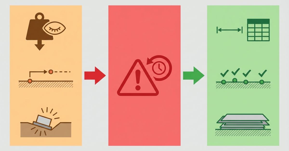 選定ミスの典型と回避策を分岐で示す文字なし図解
