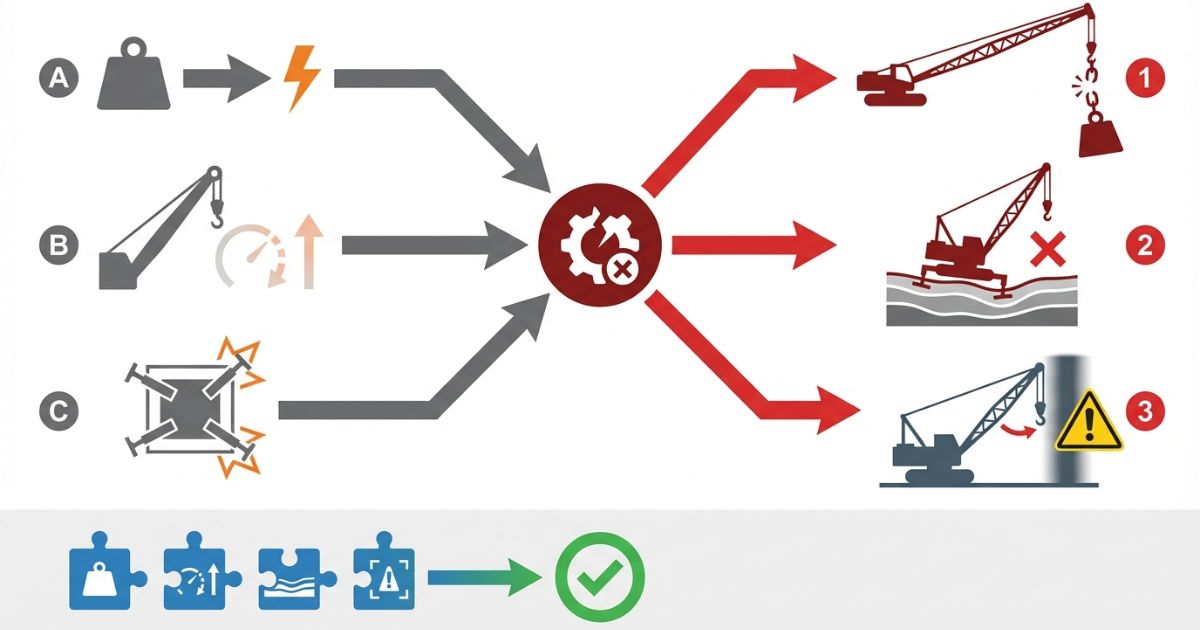 5t選定で起きやすい失敗リスクと判断分岐を示す文字なし図解