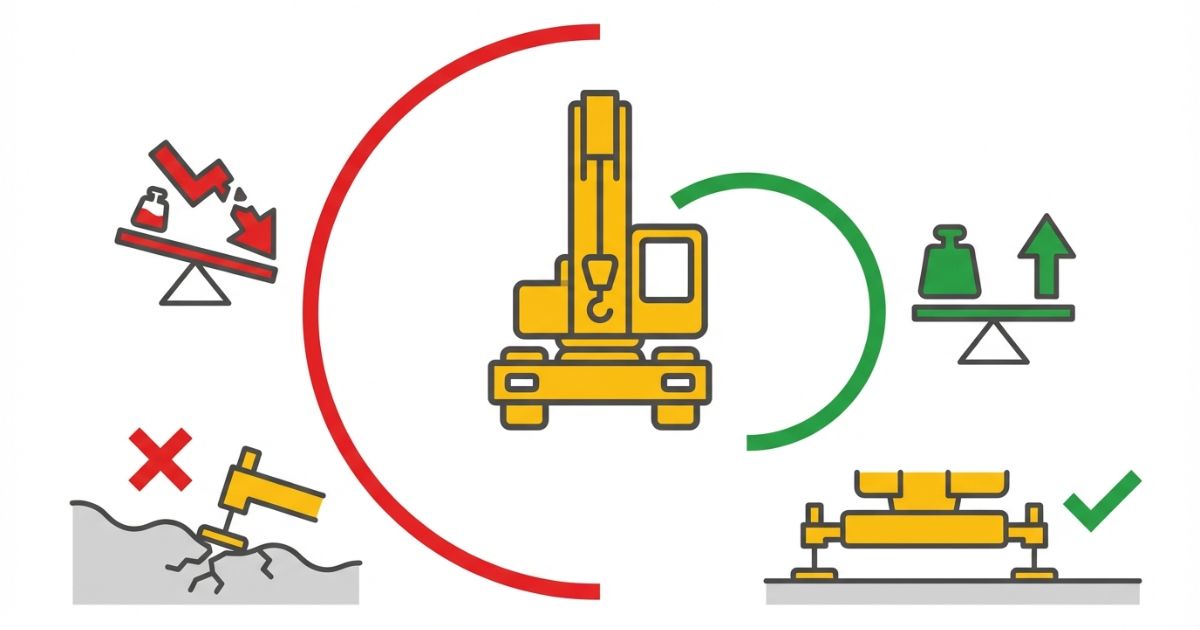 7tクラスを選ぶ判断軸を作業半径・実質吊り余裕・設置条件・代替案で整理した文字なし図解