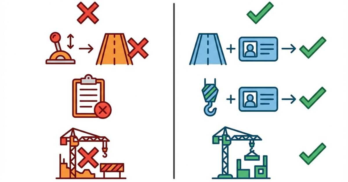 免許と資格を混同した場合の失敗と回避を示す図解