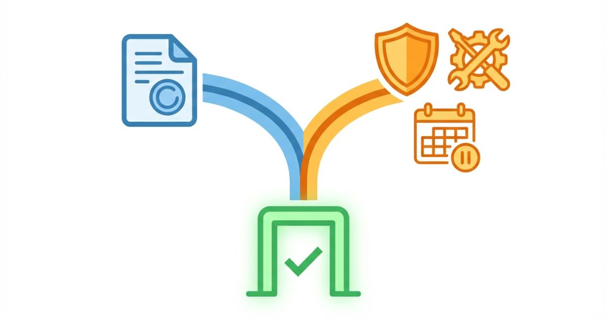 耐用年数(制度)と現場の寿命判断を分けて更新判断につなげる図解